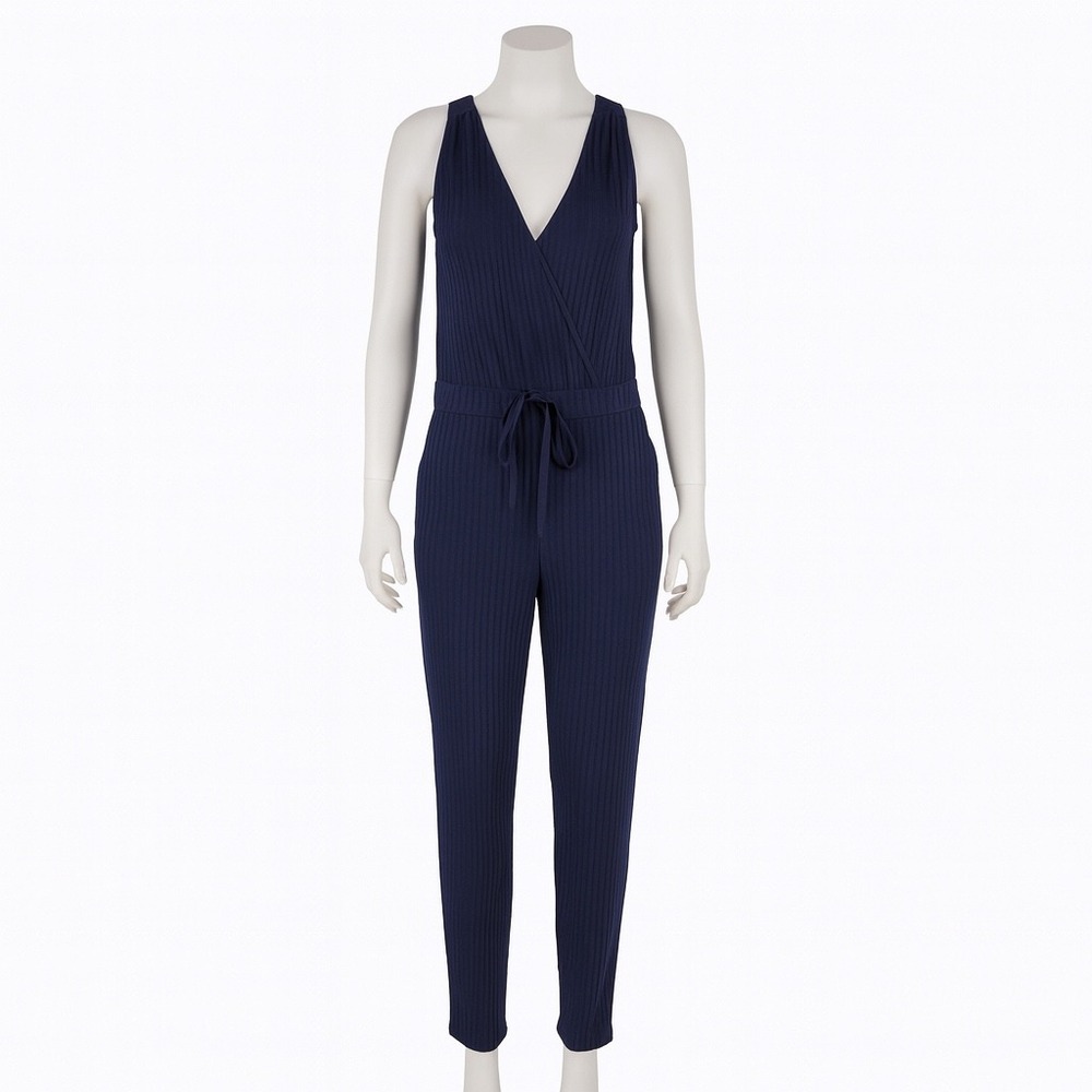Saturday Sunday Anthropologie Jumpsuit Women's S Navy Blue Sleeveless‎ Tie Waist